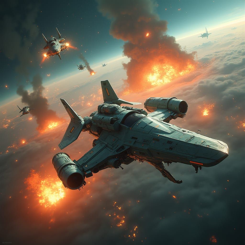 Epic Star Trek Space Battle Concept Art in Triadic Colors