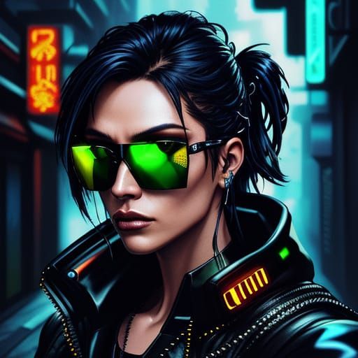 Cyberpunk Sunglasses with Neon Reflections