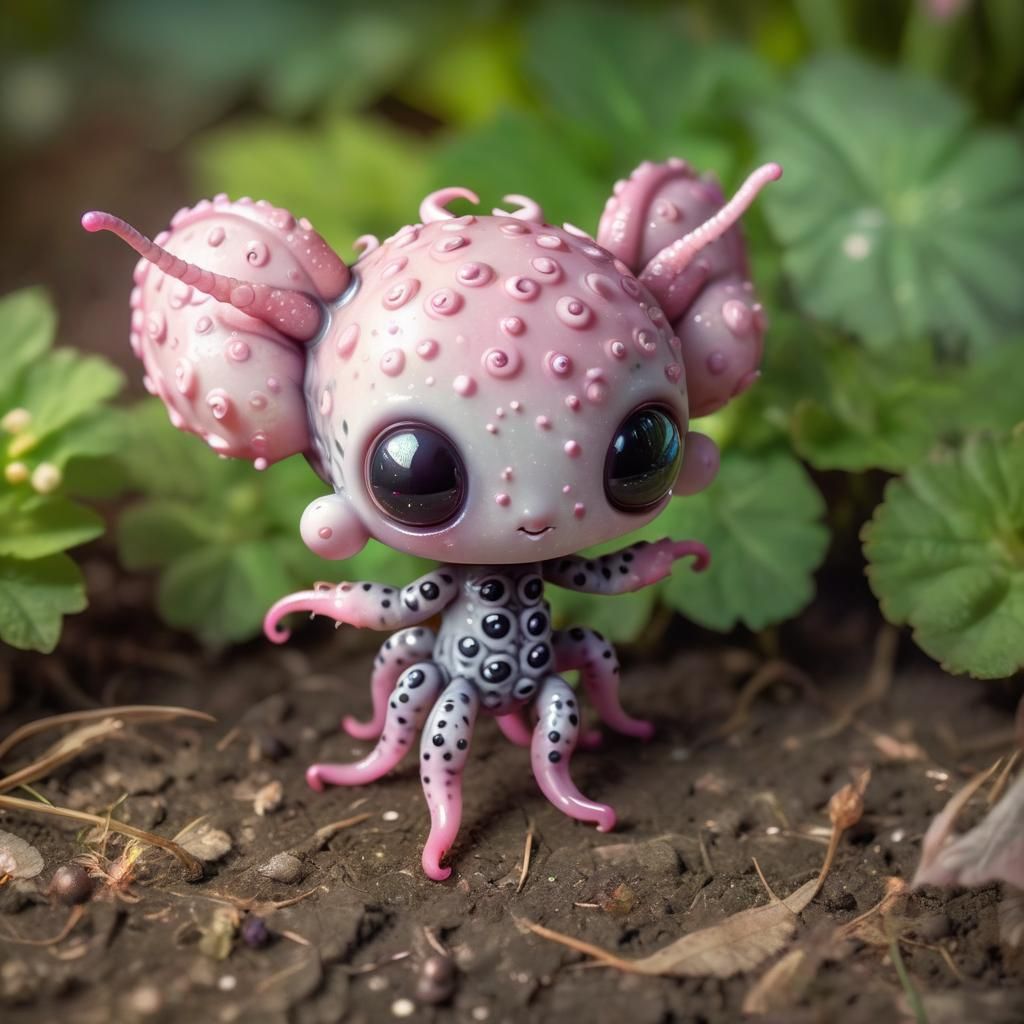 Adorable Pink Garden Creature in Chibi Style