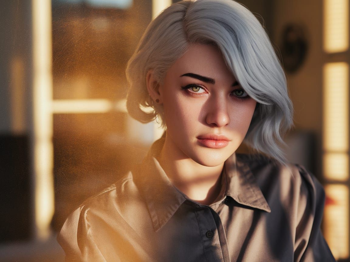 Golden Hour Portrait of Mirage, Platinum Blond Woman