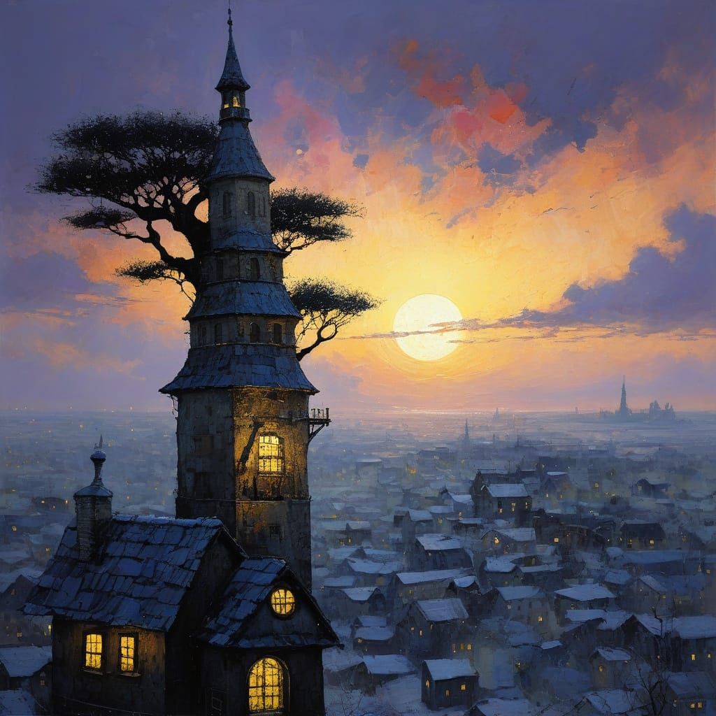 Naive Textured Encaustic Painting with Primitive Elements