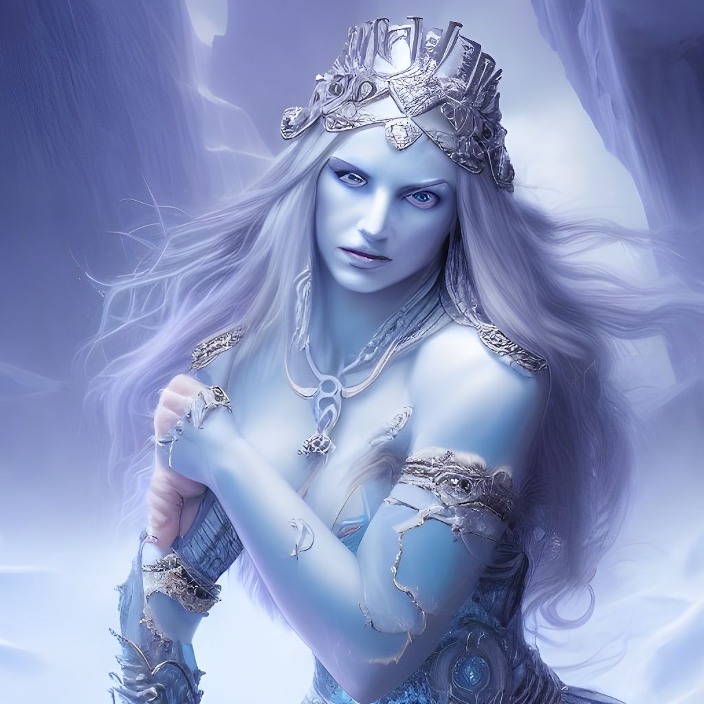 Intricate Portrait of an Ice Goddess in 8K