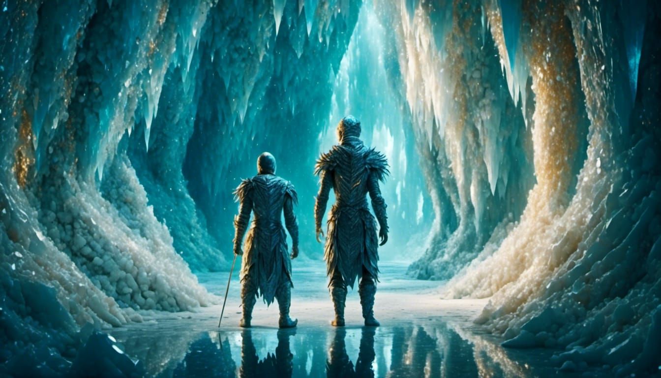 Ice Crystal Man in Crystalline Cave
