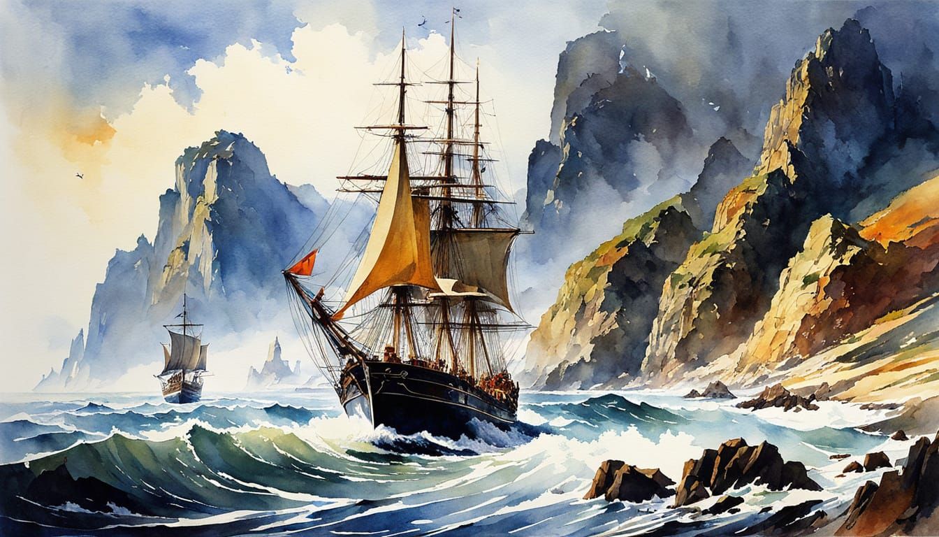 Master of the Tides in a Dreamlike Watercolor Style