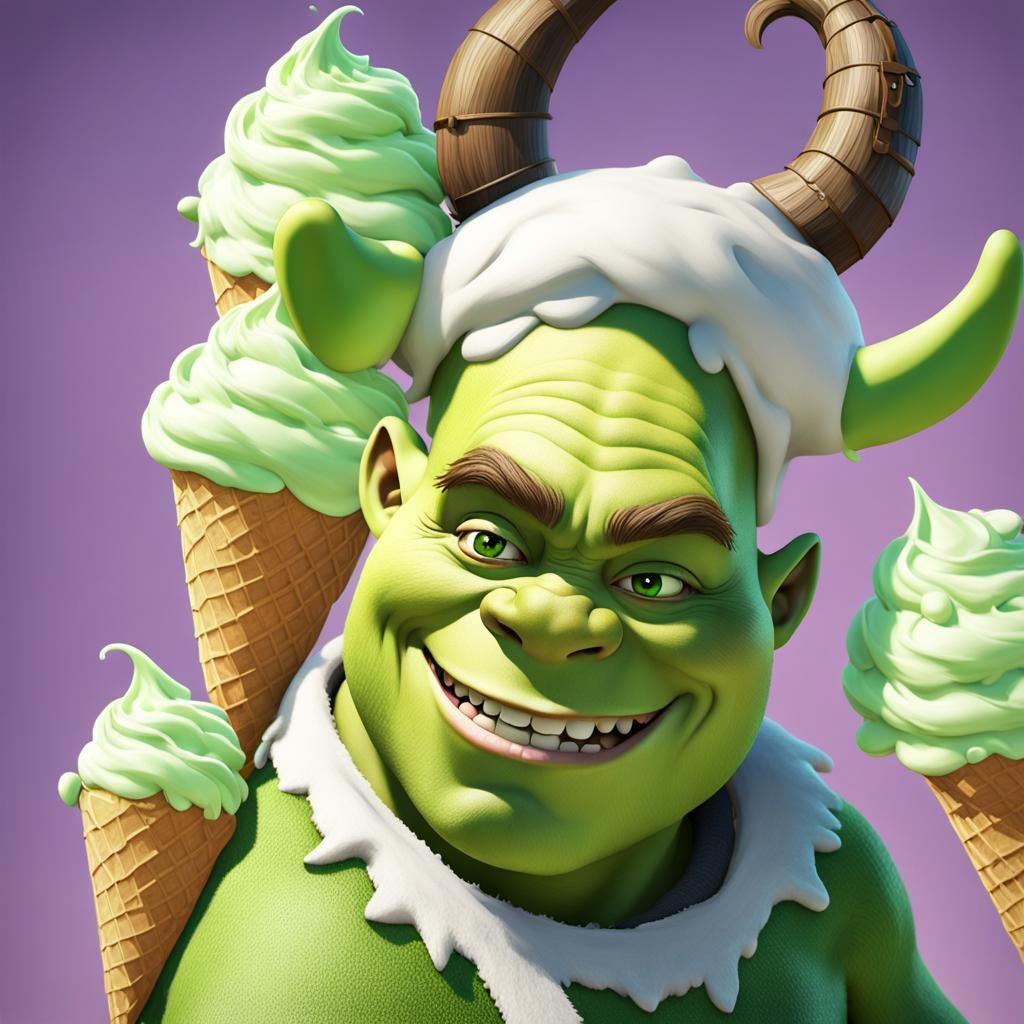 Shrek Ice Cream in 3D Anime Art