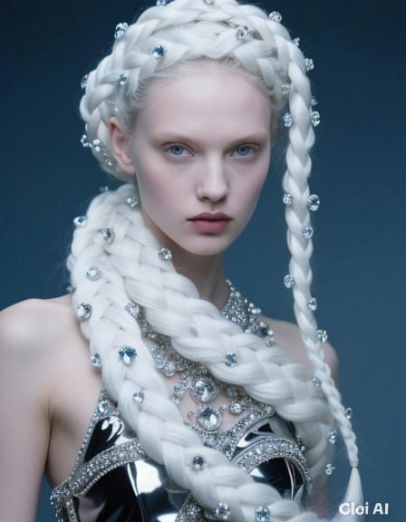 Glamorous Fashion Model with Diamond Braids