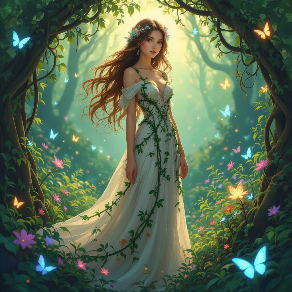 Enchanted Grove: Art Nouveau Digital Painting