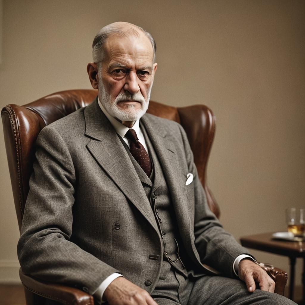 Classic Portrait of Sigmund Freud in Warm Tones
