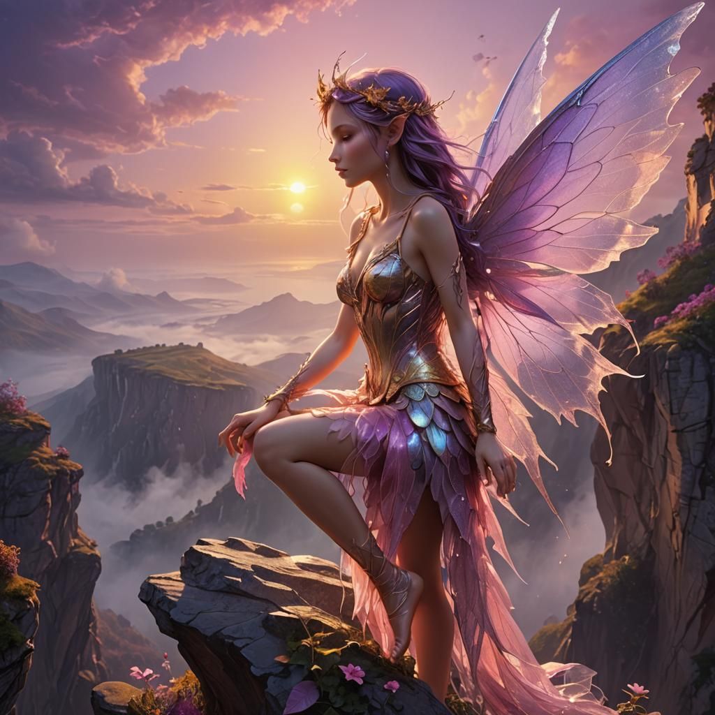 cliff sunrise fairy  magnificet ZBrush