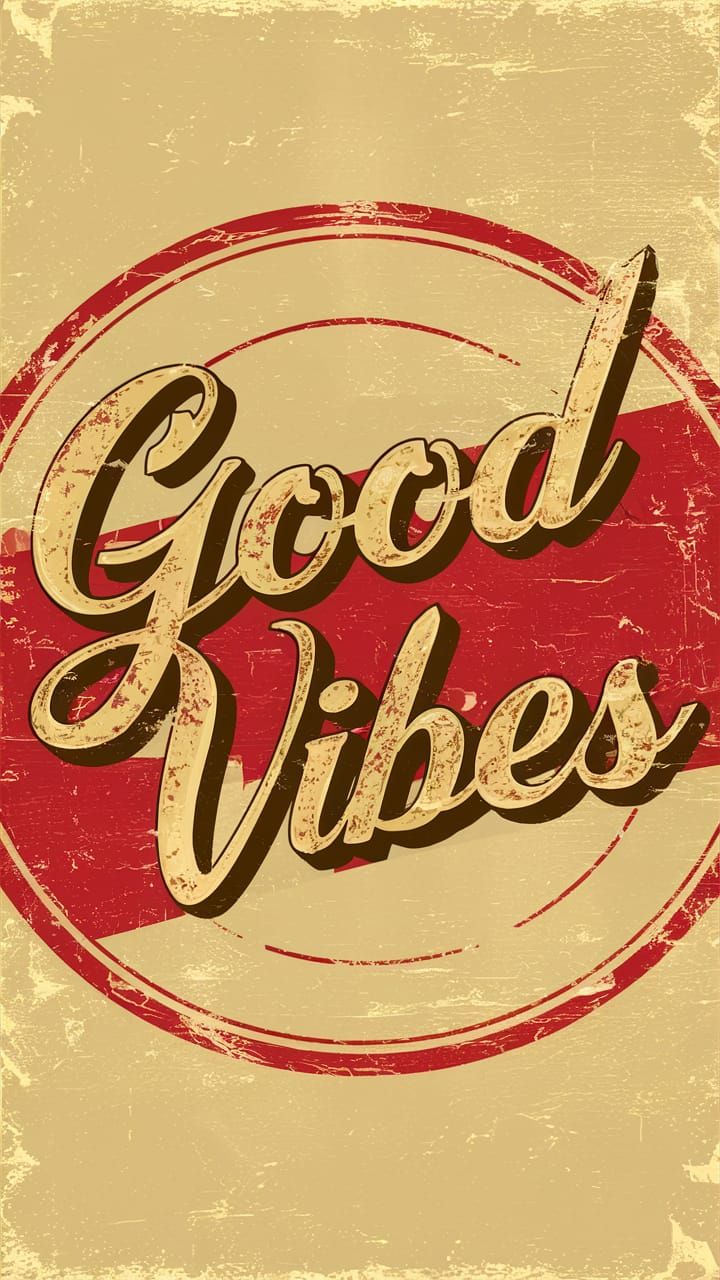 Vintage Vector Art of Good Vibes in Retro Style