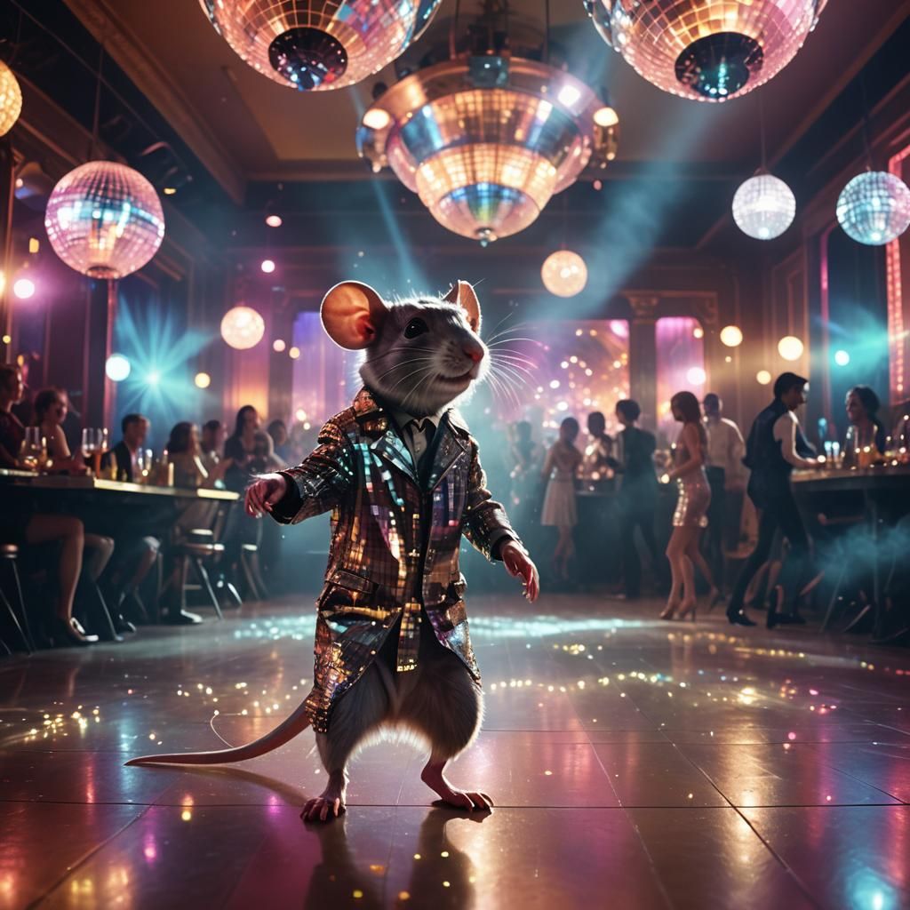Disco Rat Dancing in a Nightclub