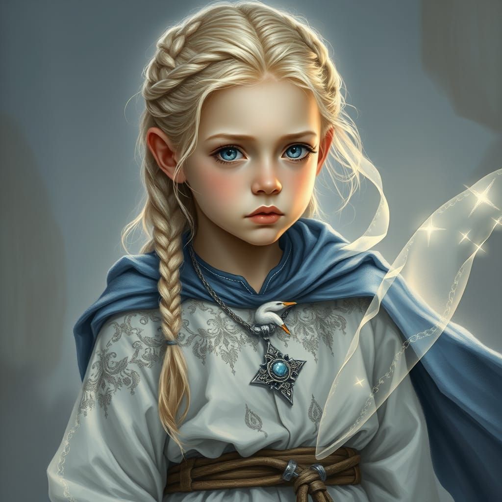 Ethereal Youth in Moonlit Robes, a Symphony of Sorrow