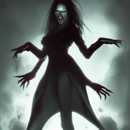 A vampire bursting out of her coffin