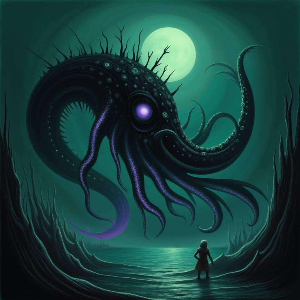 Alluring Kraken Emerges from Swamp in Dark Fantasy Style