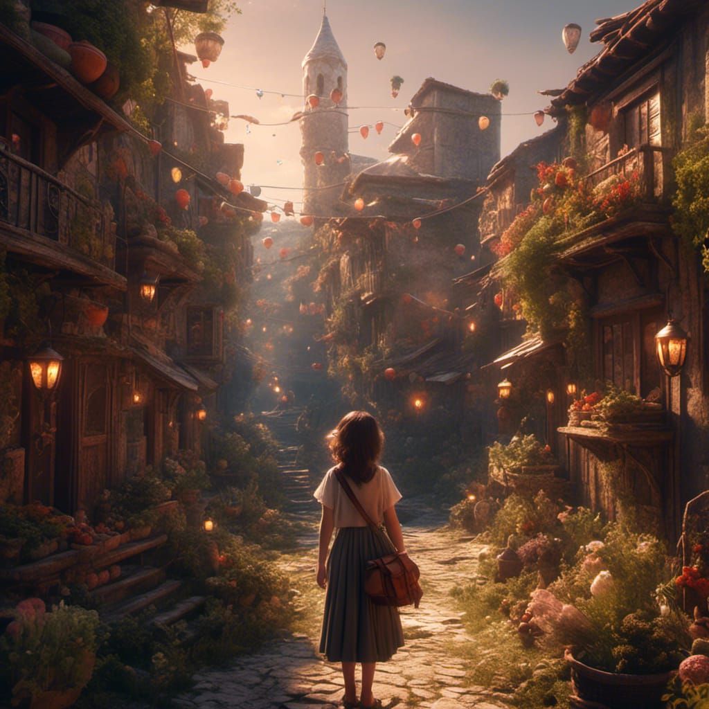 Anime Girl Visits Ağrı, Turkey in Detailed Painting