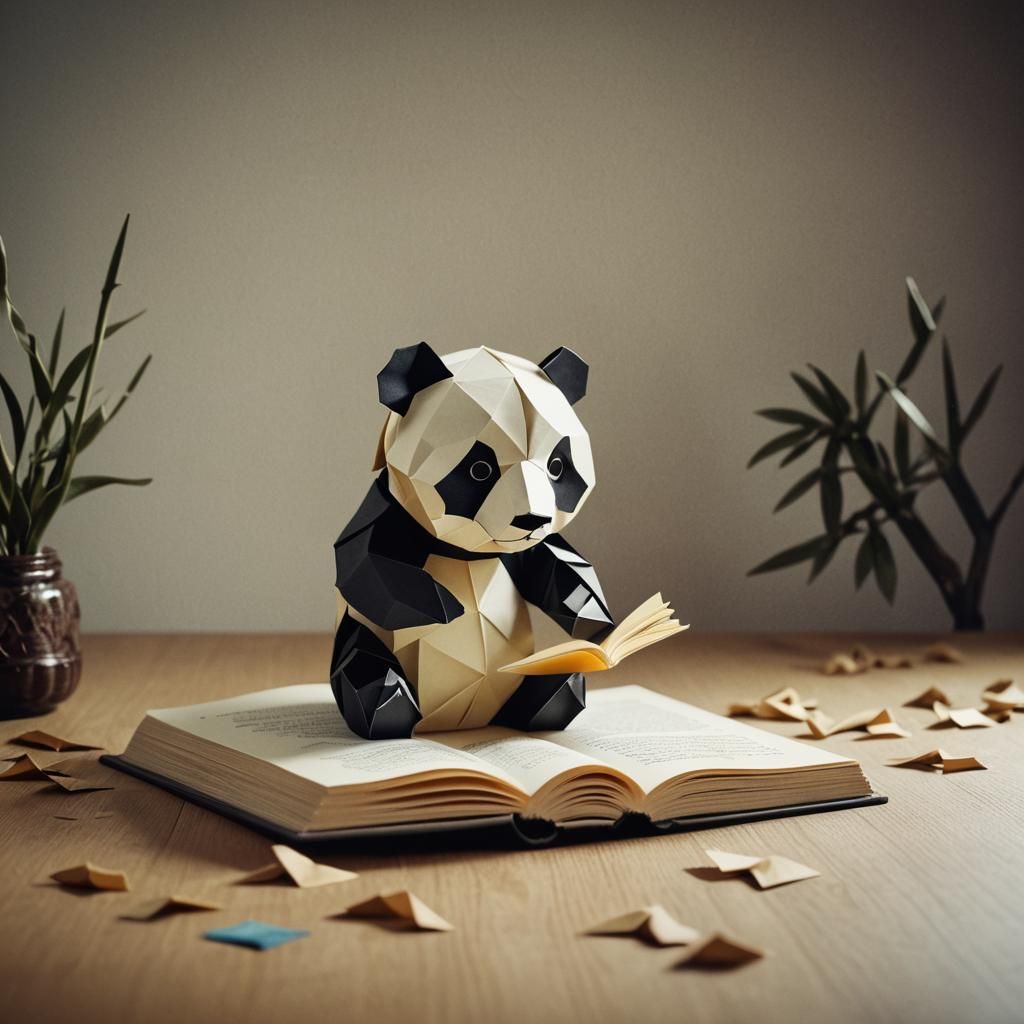 Origami Panda Pop-Up Book: Cinematic Film Still