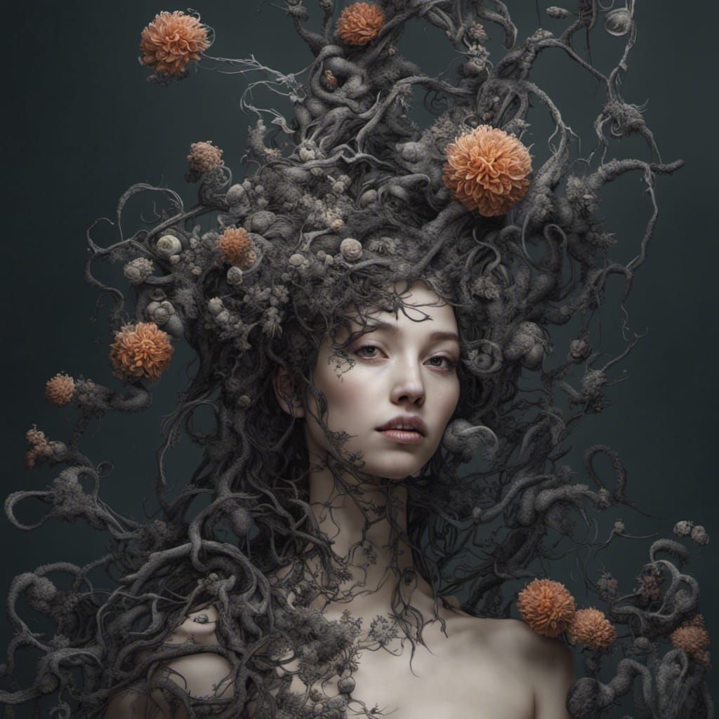 Poisonous Vines Encircle Moon in Fantasy Illustration