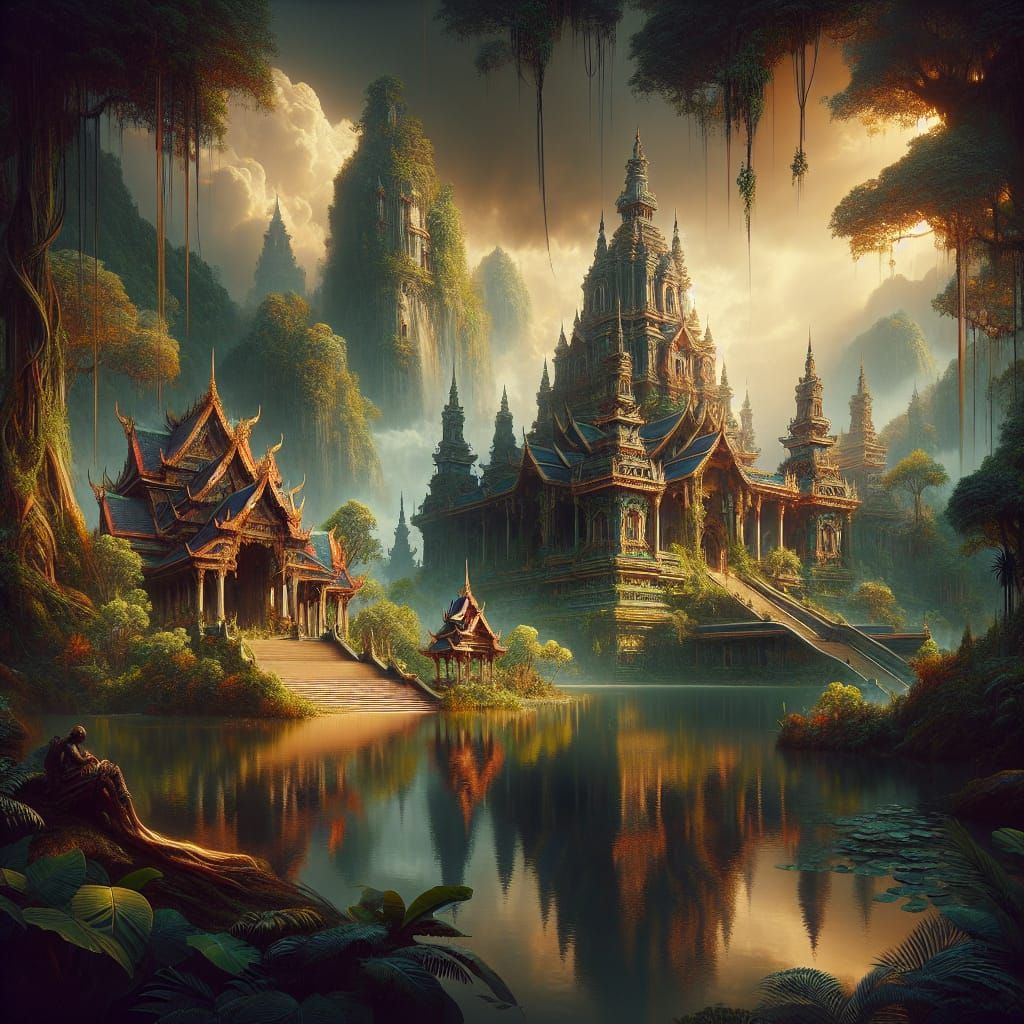 Lush Jungle Temple of Ancient Gods: Matte Painting
