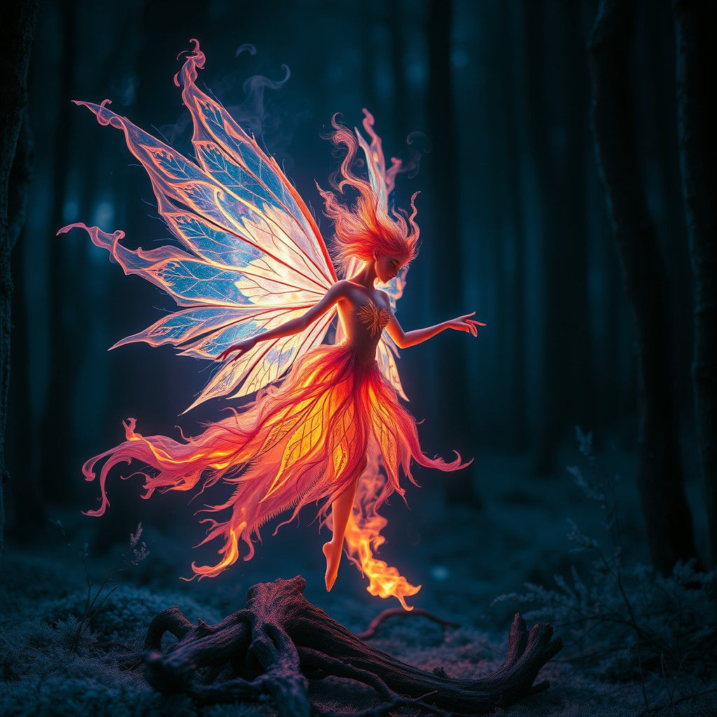 Ethereal Fire Fairy with Blazing Wings