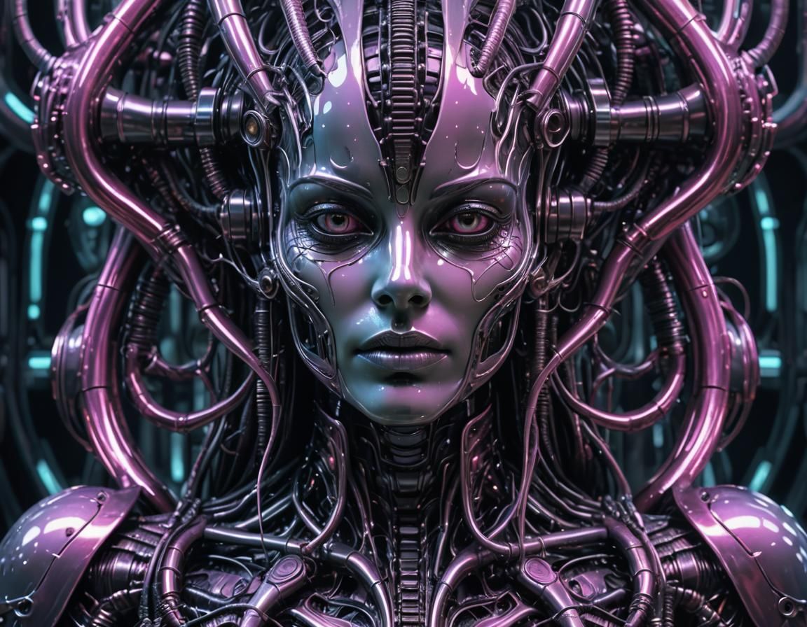 Biomechanical Haute Couture in Cyberpunk Style