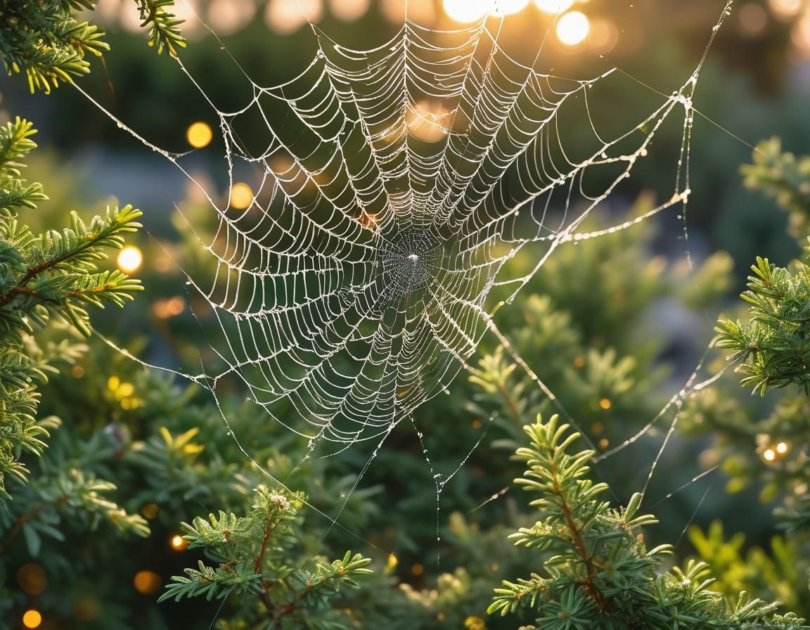 Spiderweb with morning-dew