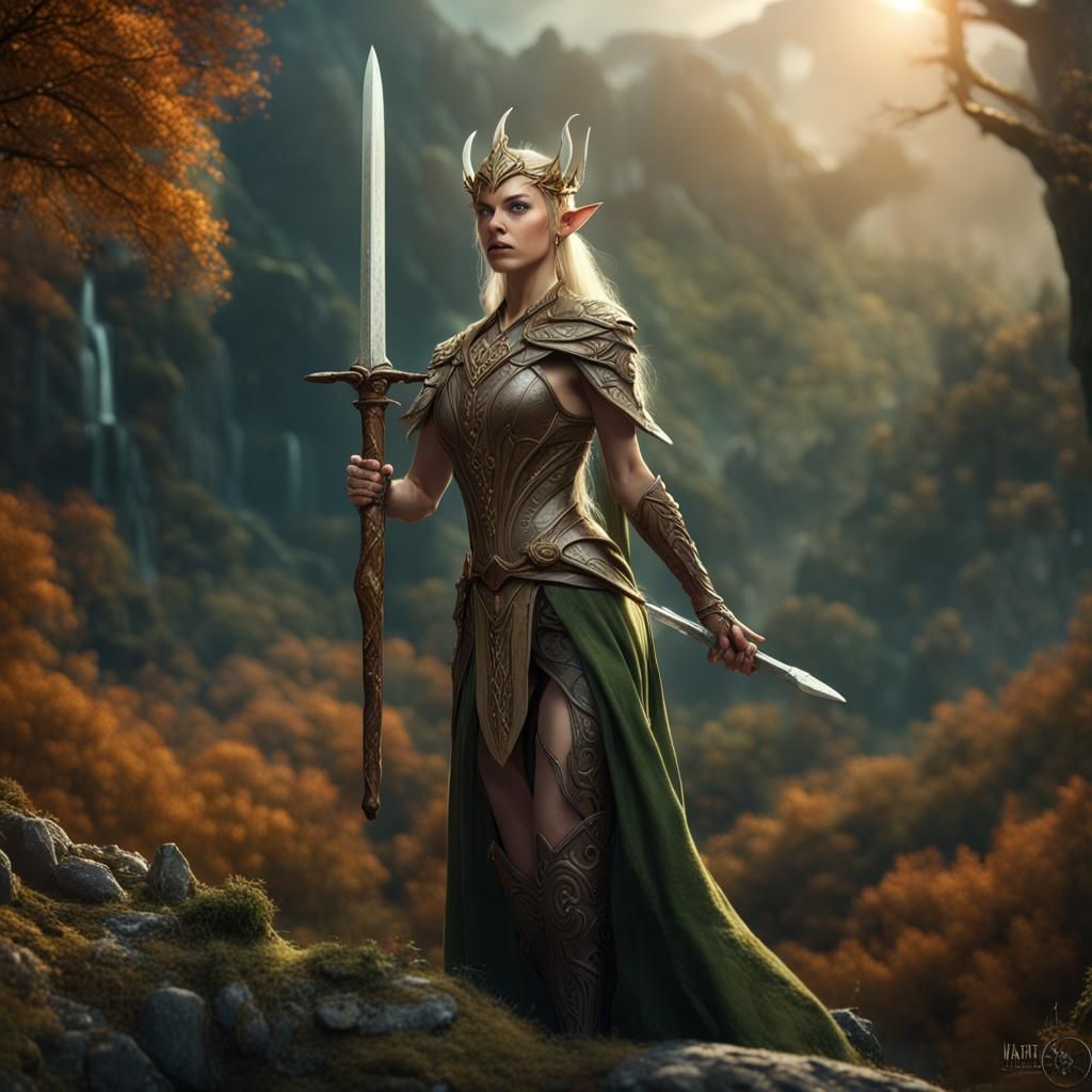 Elven Warrior Woman in Barren Landscape