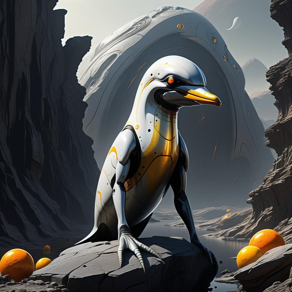 Alien Dolphin on Exoplanet as Dark Surrealist Art