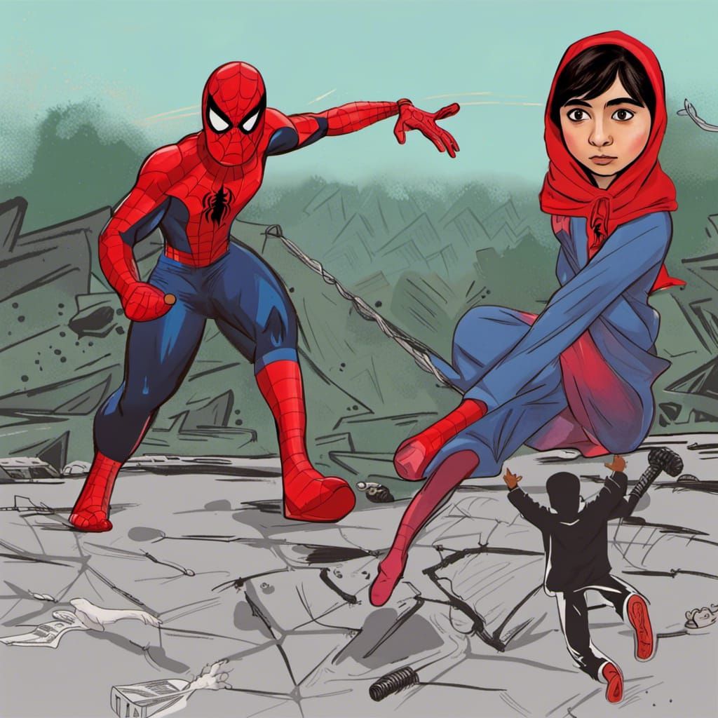 Malala Versus Spider-Man: An AI Interpretation