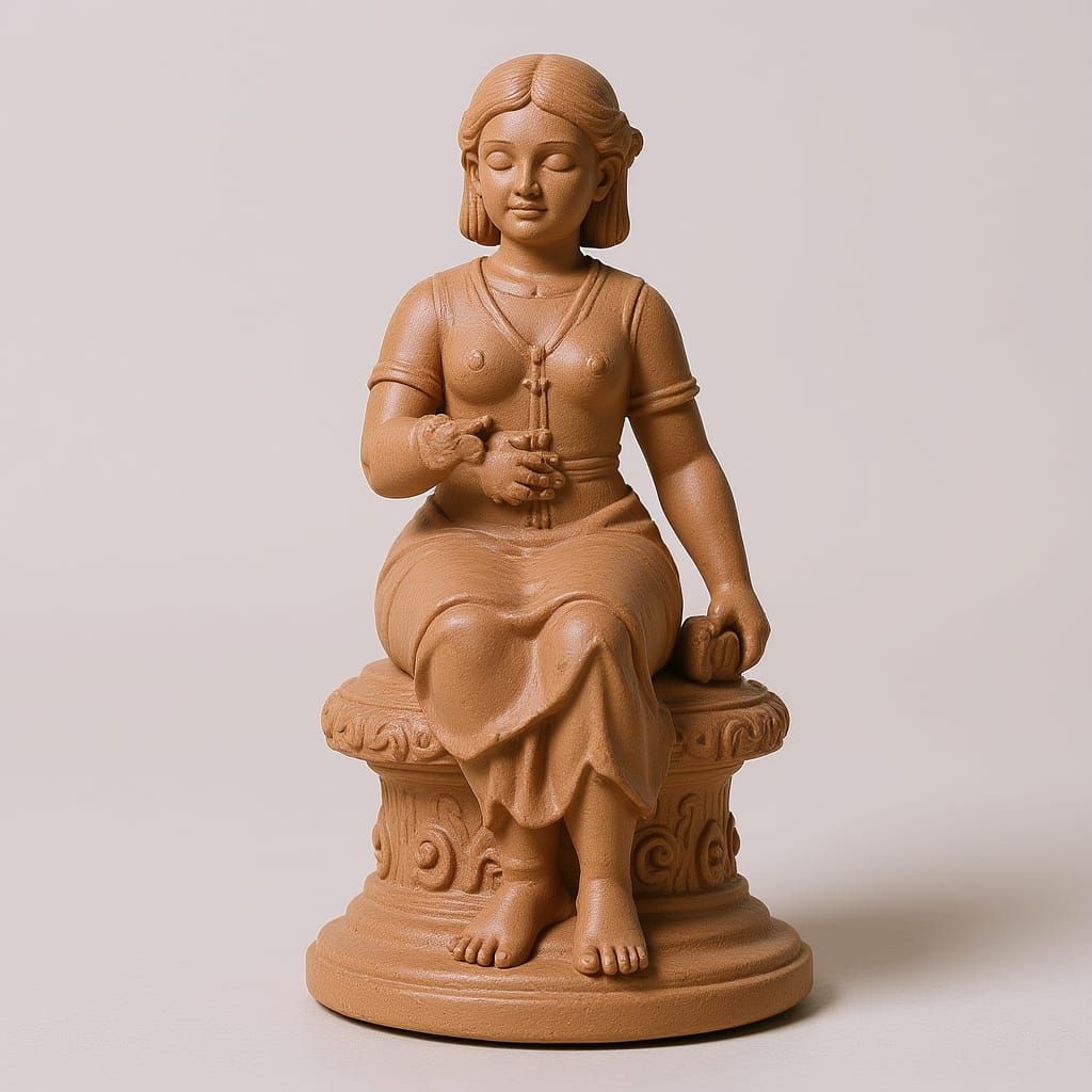 Elegant Figurine on Pedestal in Terracotta Style
