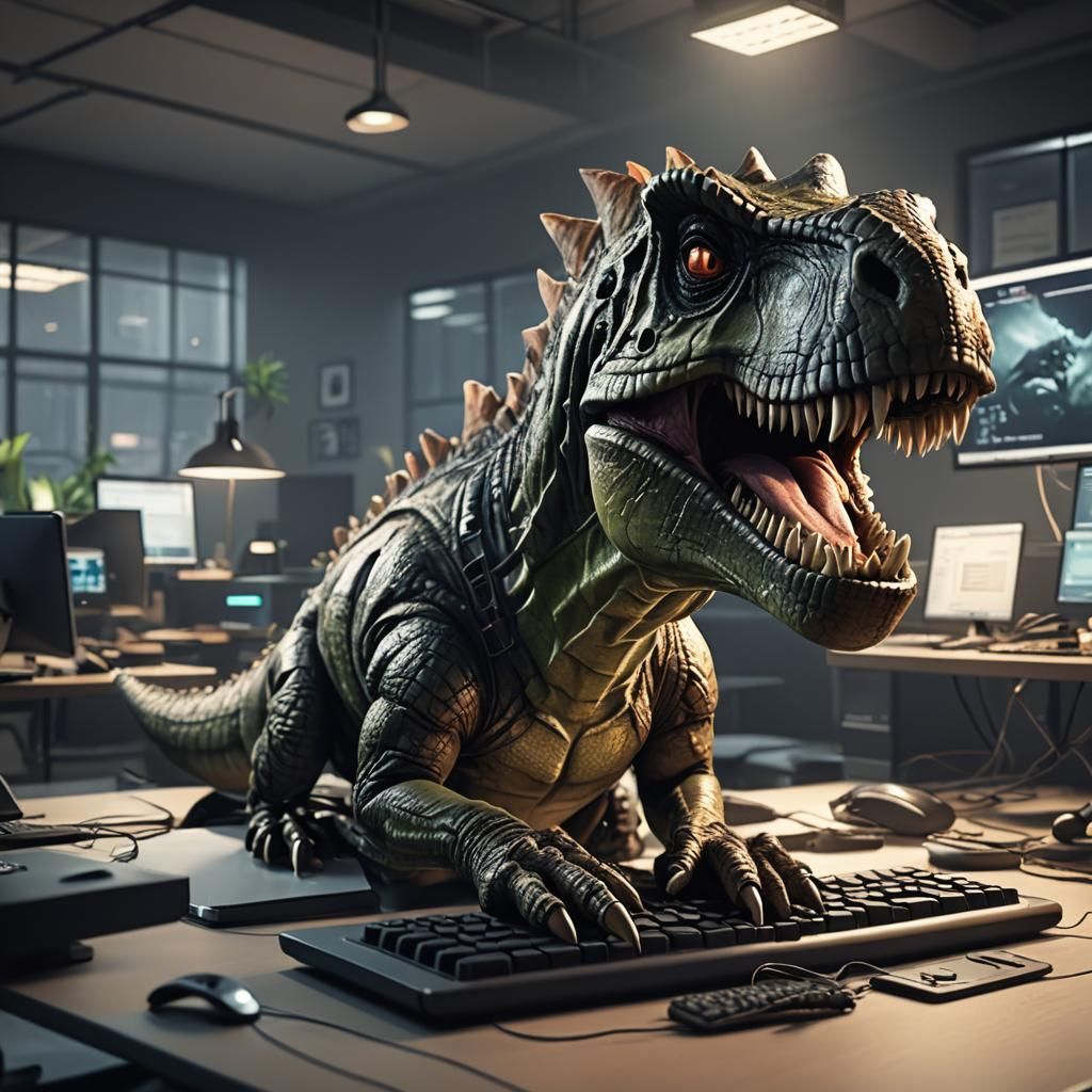 Dinosaur Office Worker in Cinematic 3D