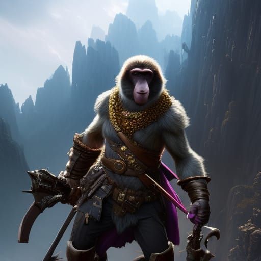 Baboon-Man Rogue: Dark Fantasy Concept Art