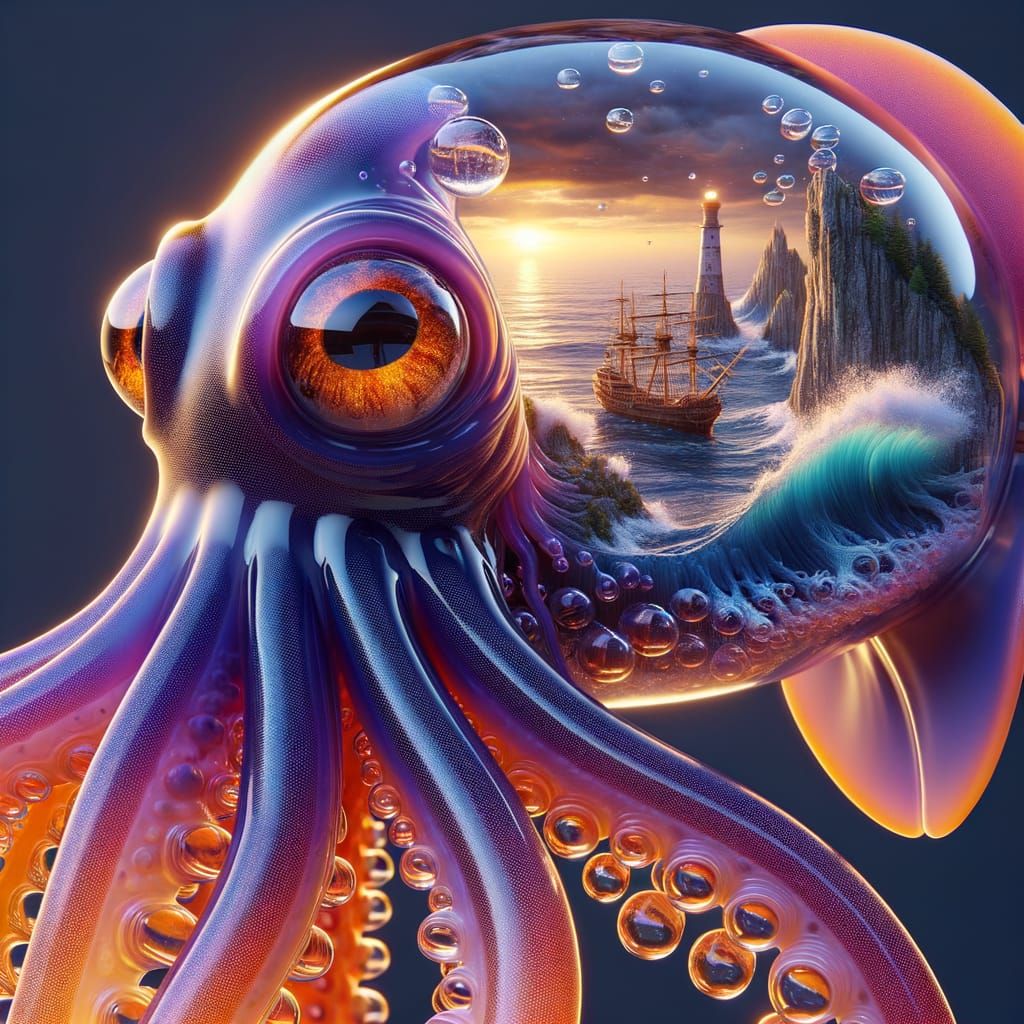 Translucent Kraken with Seascape Mind