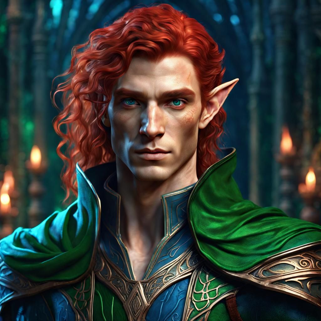 Elven Man with Red Hair, Fantasy Concept Art