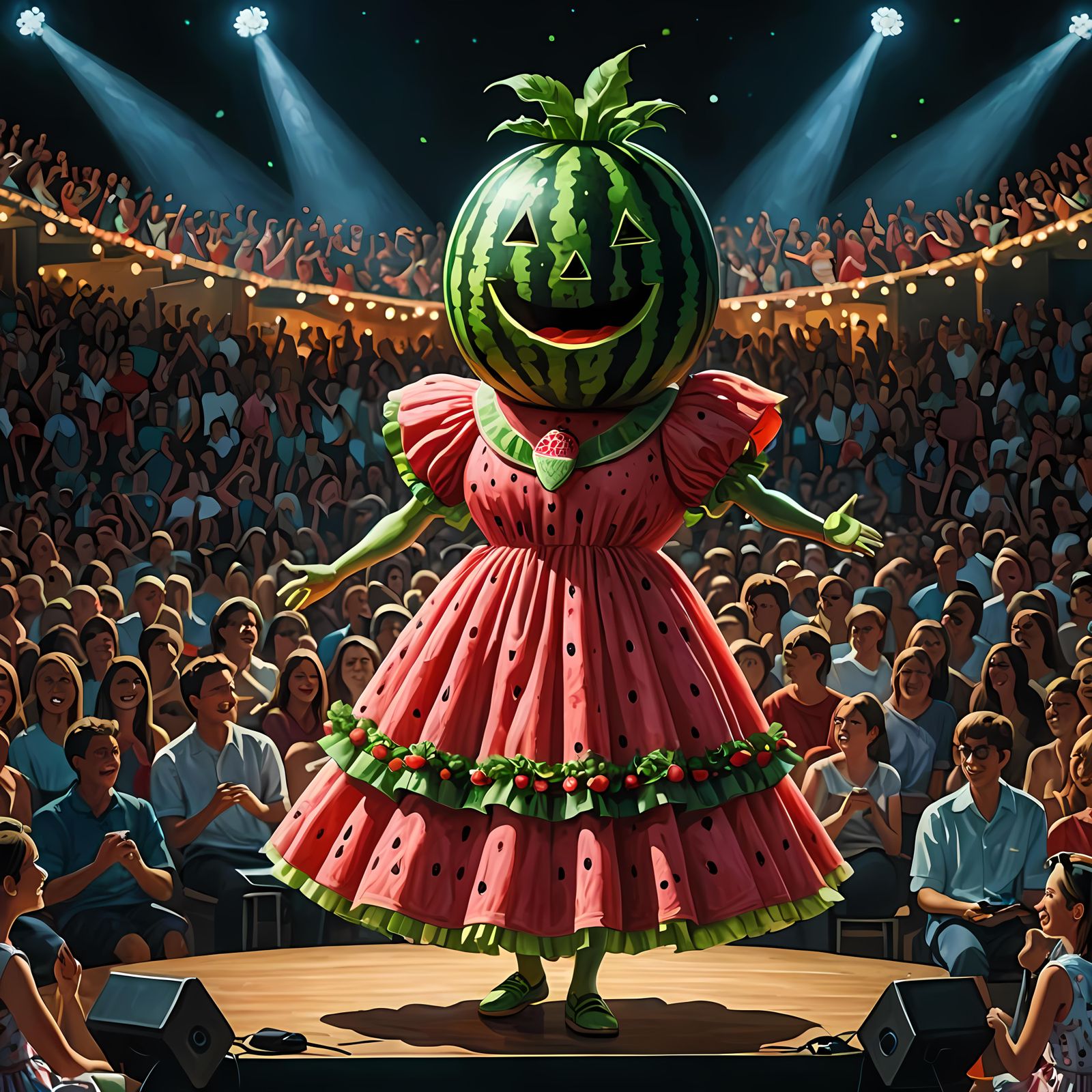 Watermelon Concert: A Bright Anthropomorphic Scene