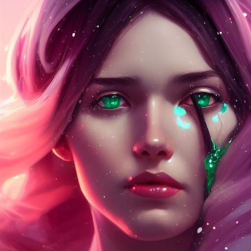 Girl with Emeralds in Snowy White Hair