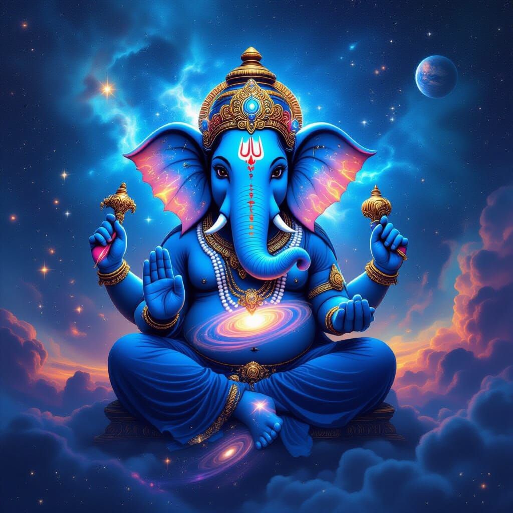 Cosmic Lord Ganesha: A Celestial Nebula Deity