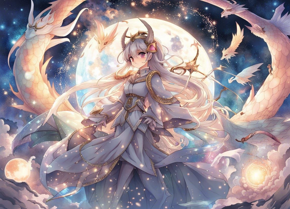 Fantasy World with Dragons in Anime Style