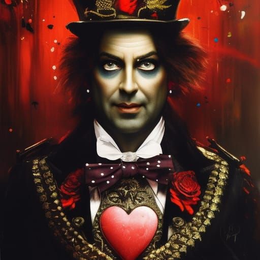 Victorian King of Hearts Portrait with Paint Splatter