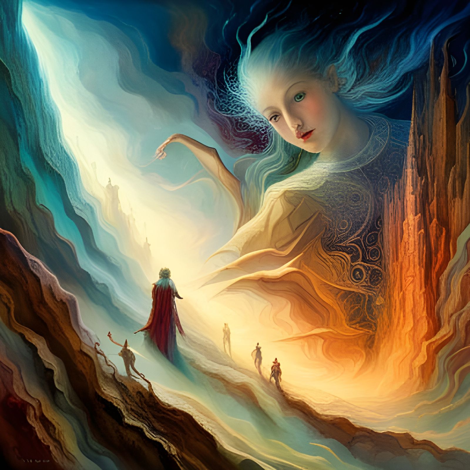 Elves and Demons Battle in a Cave: Comic Book Art