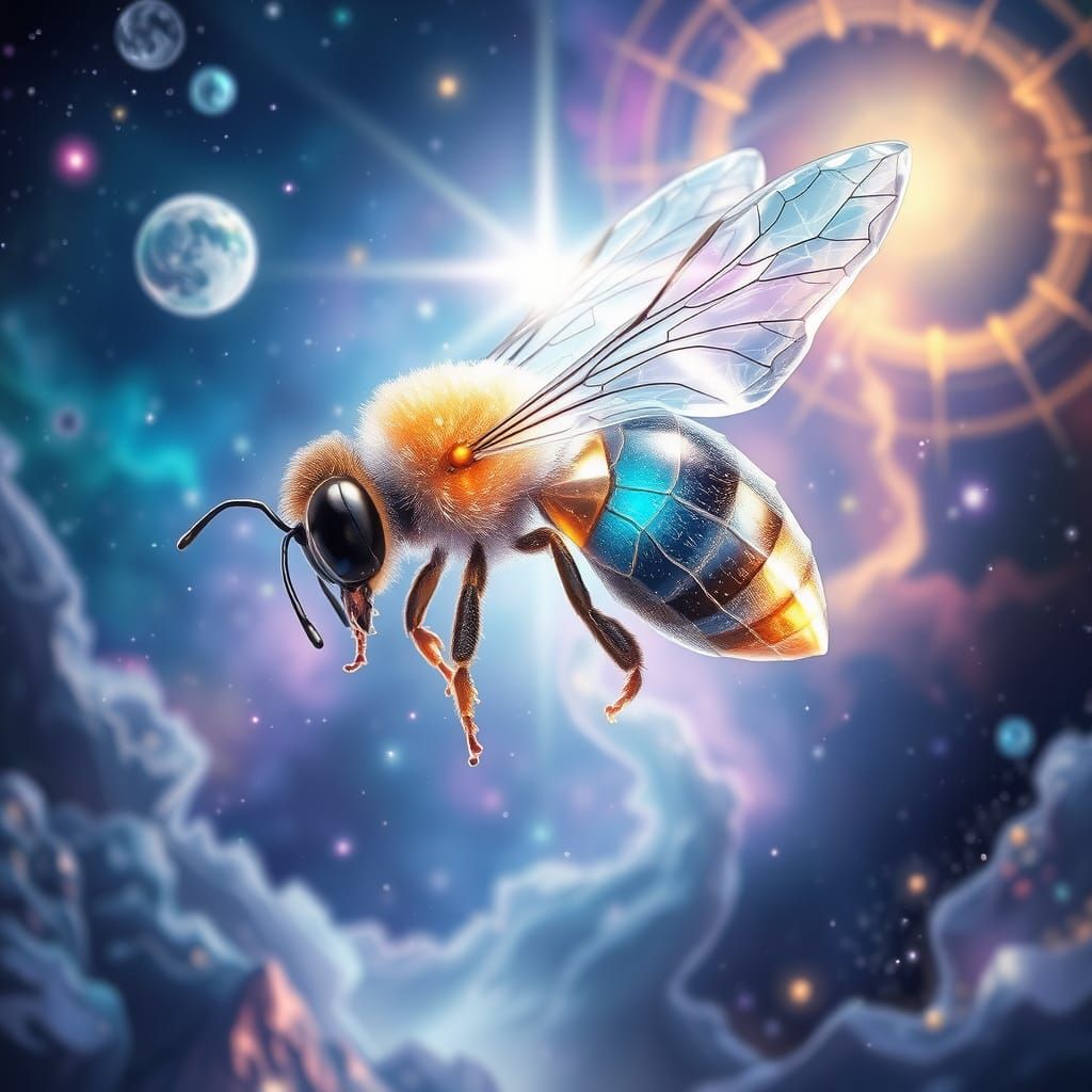 Majestic Crystal Bee in Cosmic Astral Realm