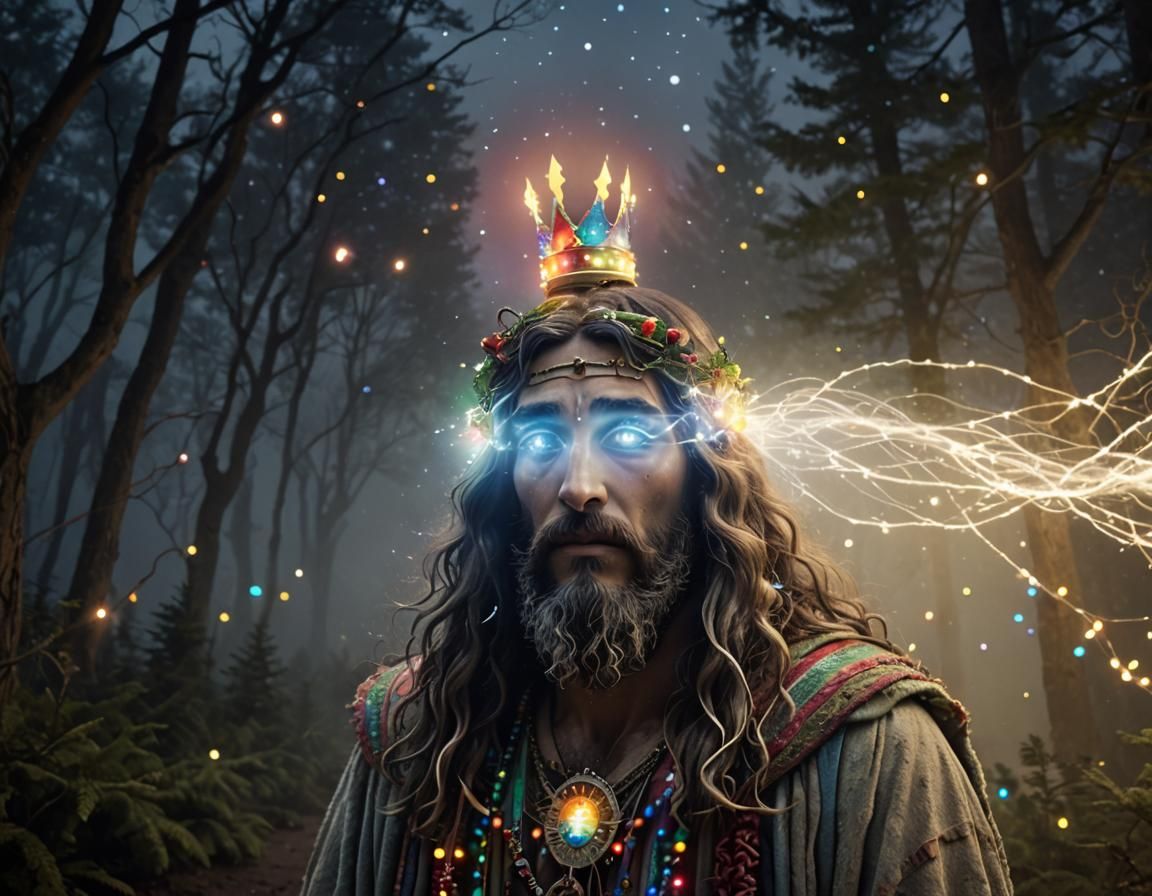 Enchanted Forest Djinn with Christmas Lights