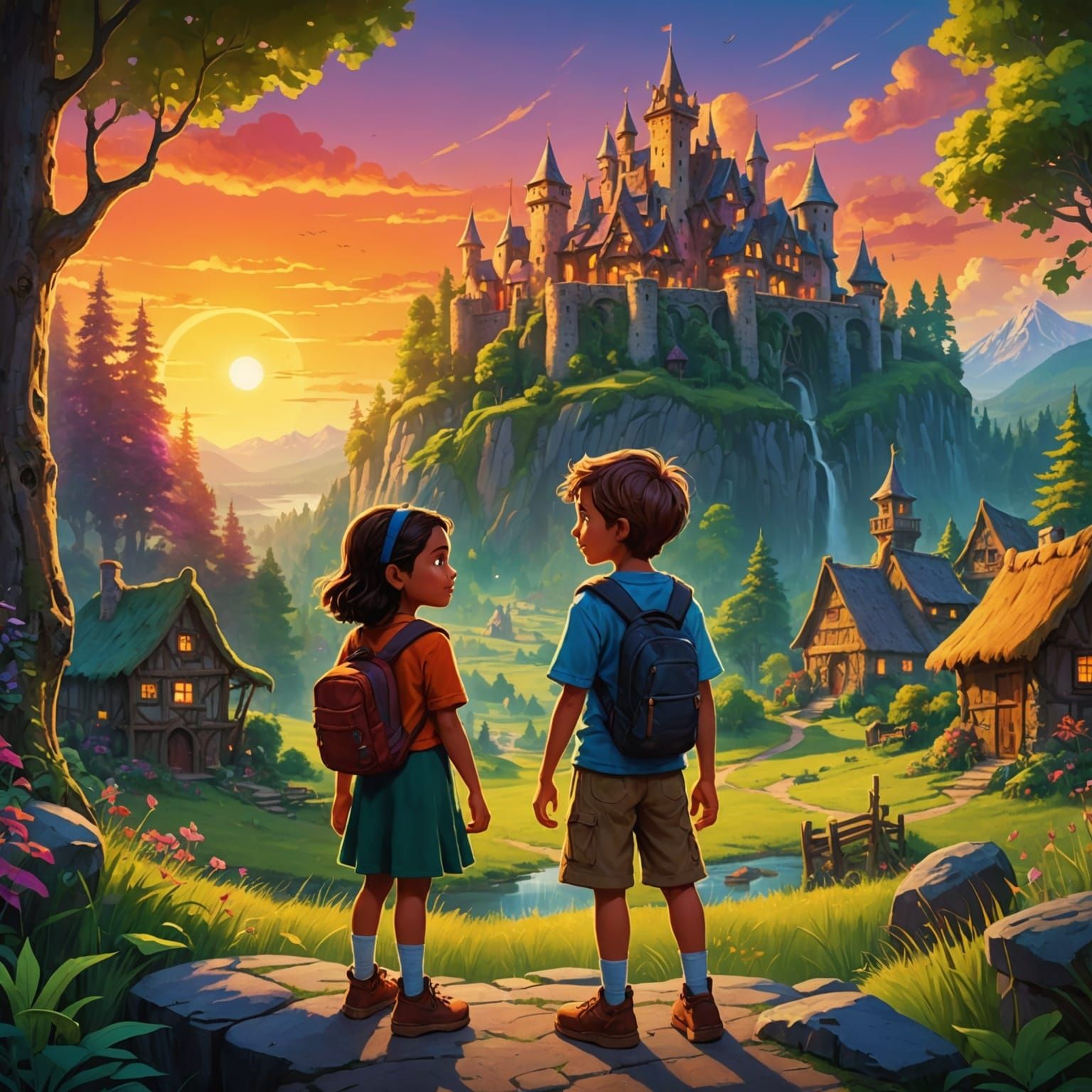 Enchanted Forest Village: A Matte Painting