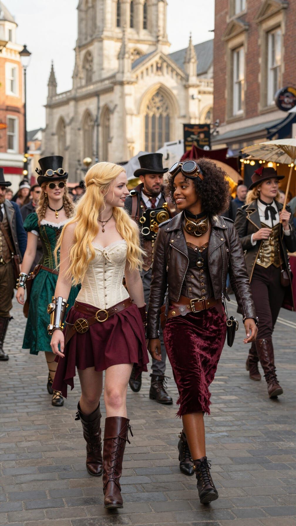 Steampunk Festival Scene in Lincoln with Victorian Charm
