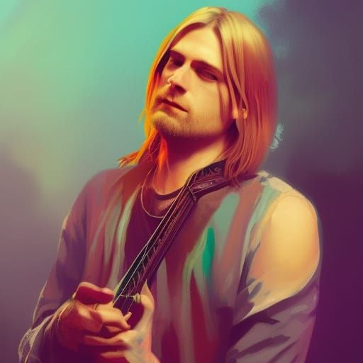 Kurt Cobain Portrait in Artstation Style