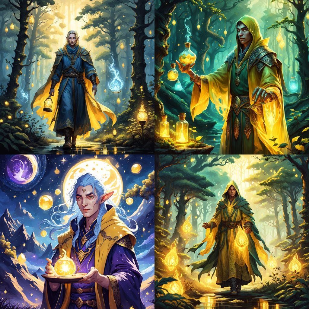 Half-Elven Mage in Twilight Forest Concept Art
