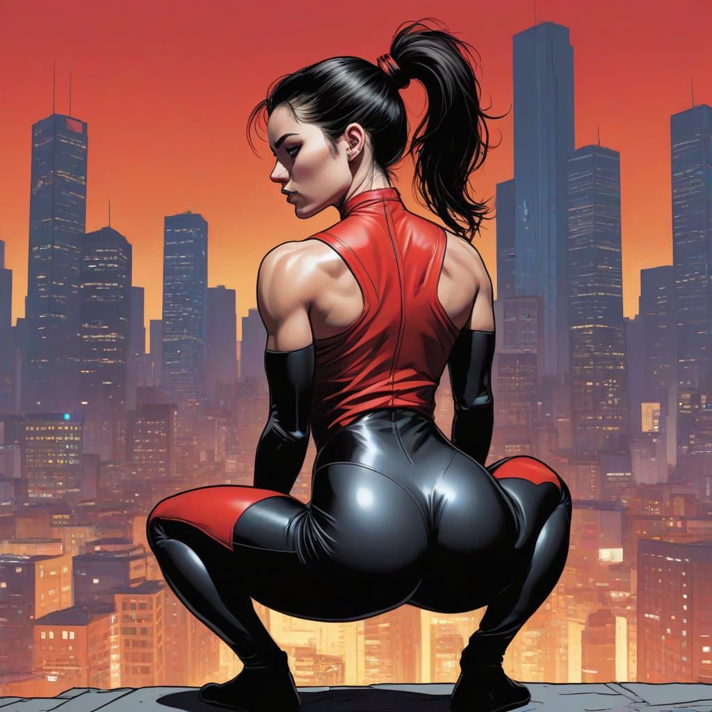 Athletic Woman in Dynamic Comic Book Style