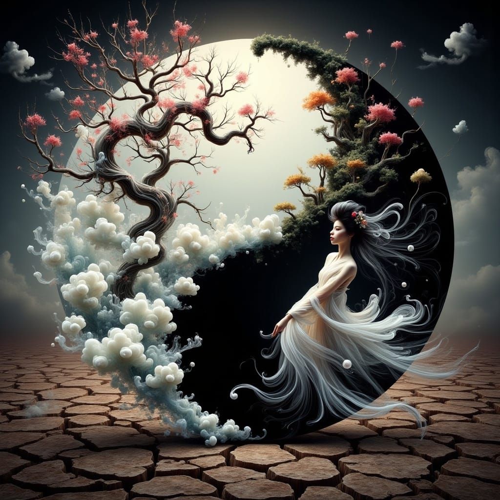 Ethereal Yin Yang Geisha Scene