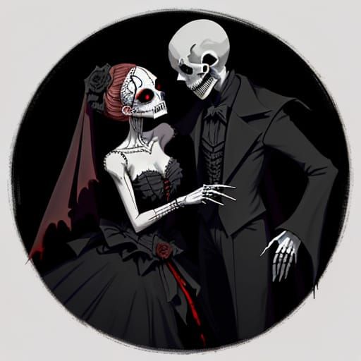 Gothic Skeletons Dance in Masquerade Masks