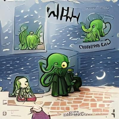 Cute Cthulhu Comic Illustration