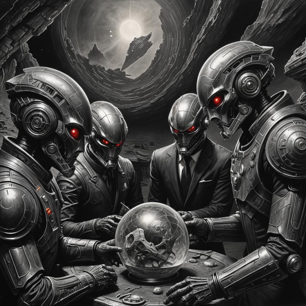 Hyperdetailed Charcoal Drawing of Space Rangers